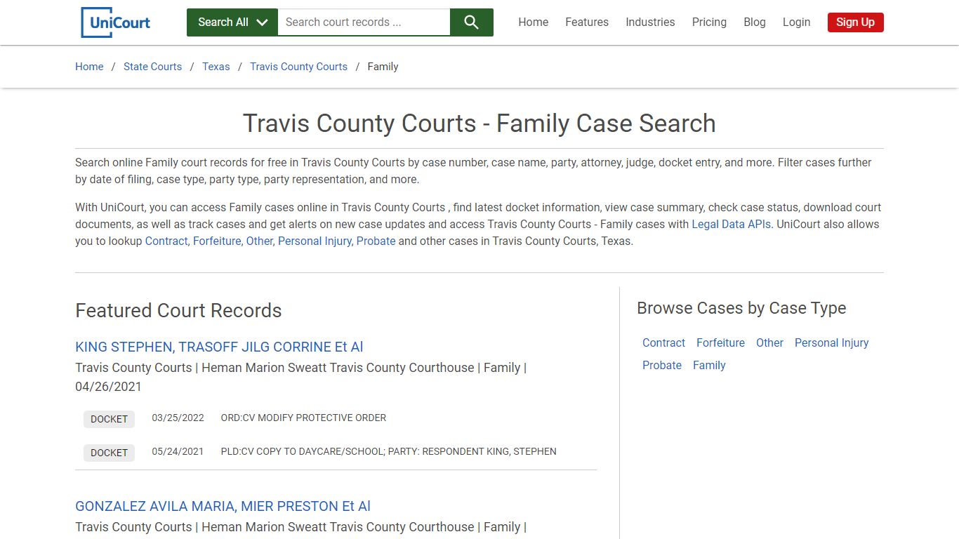 Family Case Search - Travis County Courts, Texas